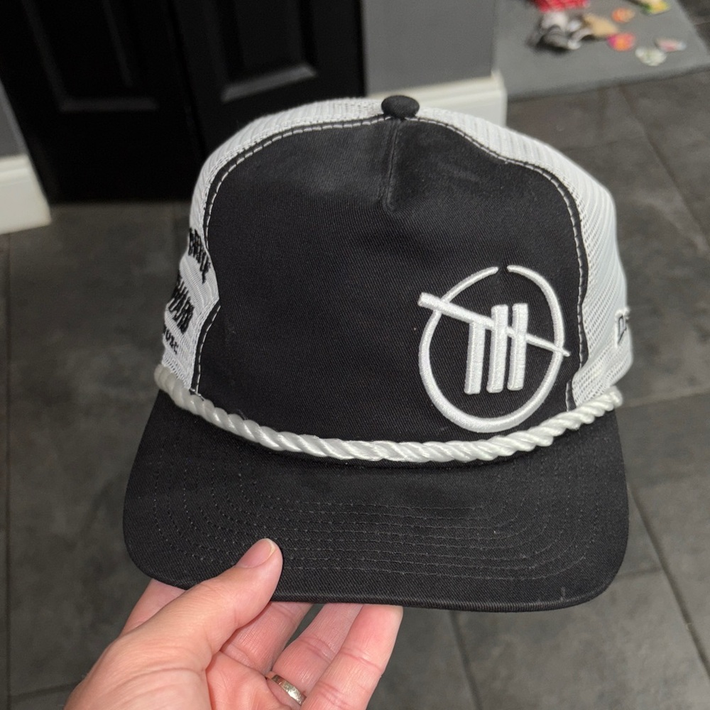 Black and White track house hat